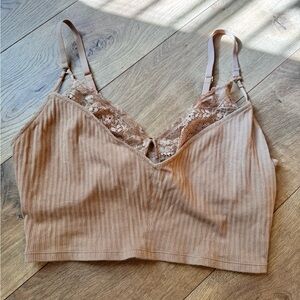 Aerie Lace Layered Cropped Tank Large